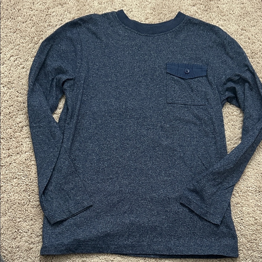 GAP Kids Navy Heather Crewneck Tee with Green Trim